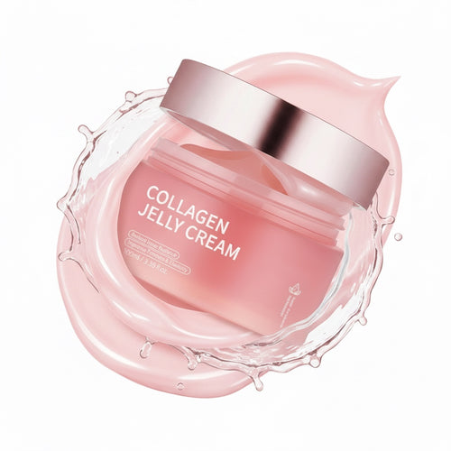 GABY ELIXIR HydroBoost Collagen Jelly Cream jar with rose gold lid, 100ml, for moisturizing and firming skin.