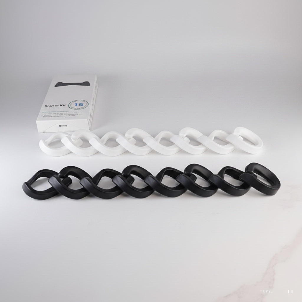 GABY ELIXIR starter kit of black and white magnetic nasal dilators for anti-snoring and improved sleep.